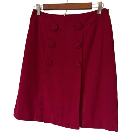 Talbots Women's 4P Vintage Red Ponte Wrap Acadamia Preppy Career Modest Skirt - Picture 9 of 14